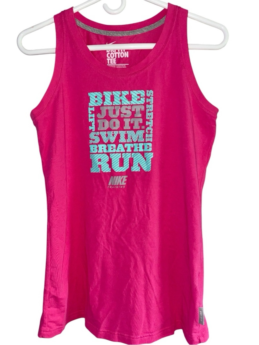 Nike Pink Graphic Tank - "Run"